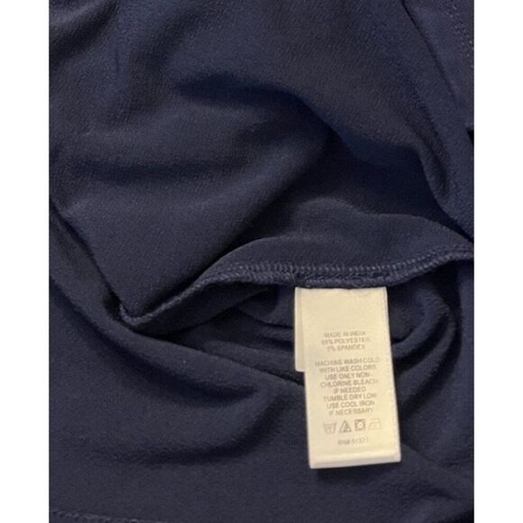 Cece Women's XS Navy Blue Scalloped V Neck Trim Top Short Sleeve Blouse - Picture 4 of 4